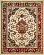 Well Woven Barclay Collection Medallion Kashan Ivory 5x7 Area Rug - for Living Room, Bedroom, and Dining Room