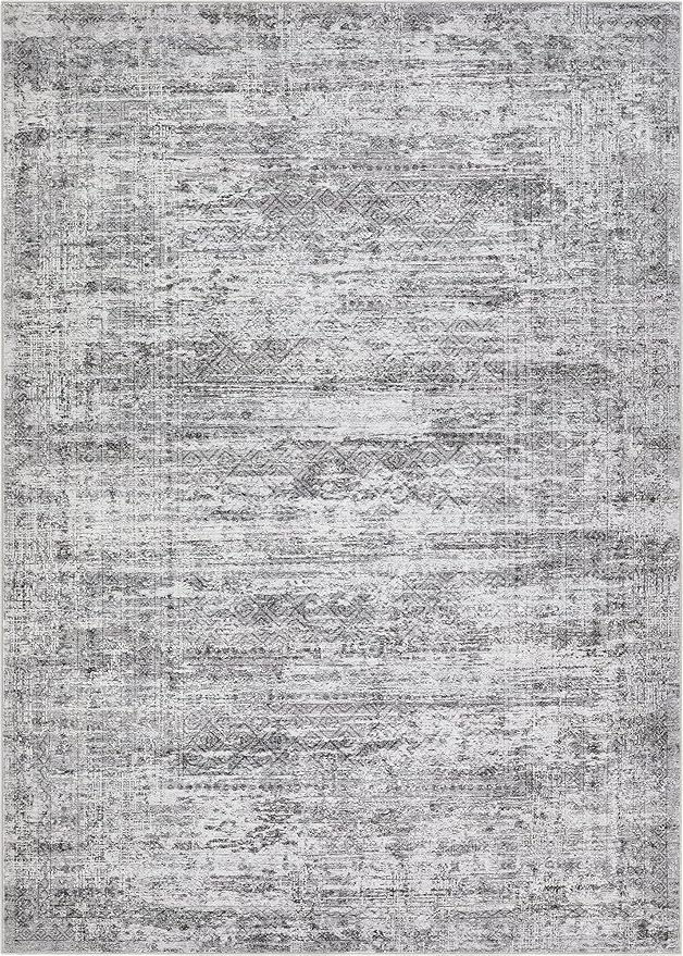 10x12 Area Rug Living Room Rugs - Washable Neutral Modern Abstract Soft Thin Rug Indoor Floor No Slip Rug Carpet for Bedroom Under Dining Table Home Office Decor - Light Gray