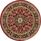 Well Woven Barclay Collection Medallion Kashan Red 8 ft Round Rug - for Living Room, Bedroom, and Dining Room