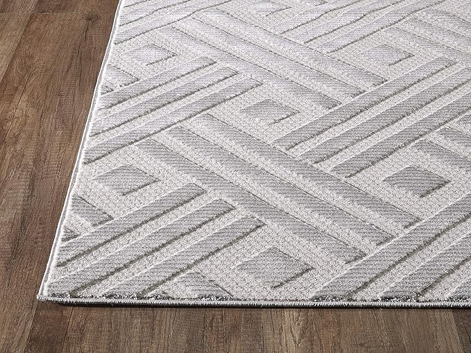 Abani Modern Grey Geometric Striped Chevron 7'9" X 10'2" Area Rug Rugs Nova Collection - Eclectic Pattern Accent Rug