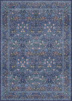 Dark Navy Blue Living Room Rug 5x7 Area Rug - Vintage Floral Forest Washable Mat for Dining Room, Bedroom, Low Pile Non Slip Stain Resistance Distressed Retro Indoor Boho Carpet