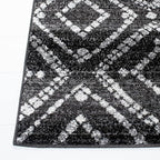 SAFAVIEH Adirondack Collection Area Rug - 6' Square, Black & Ivory, Modern Diamond Distressed Design, Non-Shedding & Easy Care, Ideal for High Traffic Areas in Living Room, Bedroom (ADR131A)