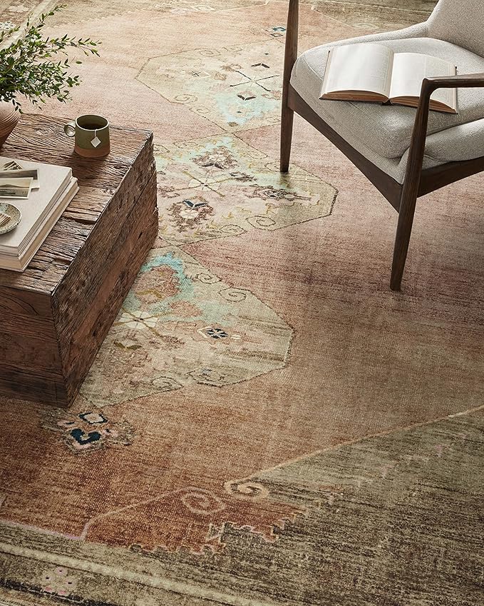 Loloi Magnolia Home by Joanna Gaines Sinclair Collection SIN-06 Clay/Tobacco 8'-6" x 11'-6", .25" Pile Height, Machine Washable, Area Rug