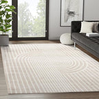 Abani Area Rug for Living Room -Nuevo 8' x 10' Beige Arch Pattern Area Rug, Soft and Durable Living Room Rug, Stain and Fade Resistant, Chic Modern Design, Pet & Kid Friendly