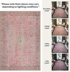 GLN Rugs Traditional Collection - Machine Washable Area Rug, Traditional Washable, Non Slip, Low Pile Chenille Rug, Living Room, Bedroom, Kitchen Rug (5' x 7' Pink/Cream)
