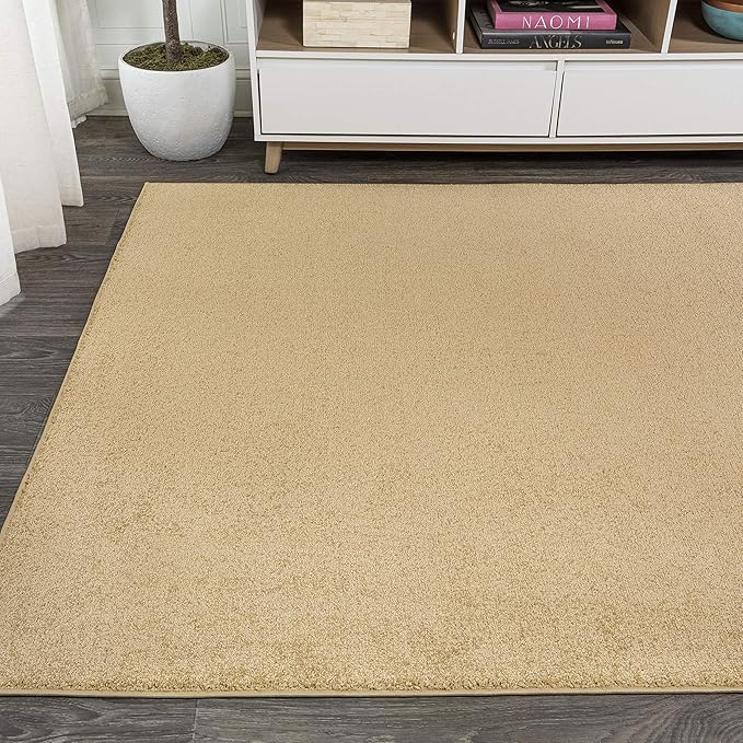Eyely UES100B-8 Supersoft Haze Solid Low-Pile Indoor Area Rug Casual;Contemporary;Solid;Traditional, Bedroom, Kitchen, Living Room, Easy-Cleaning, Non-Shedding, 8 X 10, Mustard