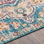 Livabliss Area Rugs - 8x10 Romaine Vintage Boho Navy Sky Blue Rose Area Rug for Living Room Bedroom - Floral Medallion Stain Resistant Carpet for Kitchen, Nursery, Office (7'10" x 10'3")