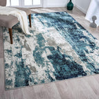 LUXE WEAVERS Modern Abstract Art Light Blue 2x7 Area Rug
