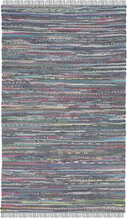 SAFAVIEH Rag Rug Collection Accent Rug - 4' x 6', Aqua & Multi, Handmade Boho Stripe Cotton, Ideal for High Traffic Areas in Entryway, Living Room, Bedroom (RAR121K)