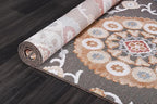 CAMILSON Indoor Outdoor Rug 6x9 Bohemian Medallion Floral Area Rugs for Indoor and Outdoor Patios Easy-Cleaning Non-Shedding Living Room Garden and Kitchen Washable Outside Carpet (6 x 9 / Brown)