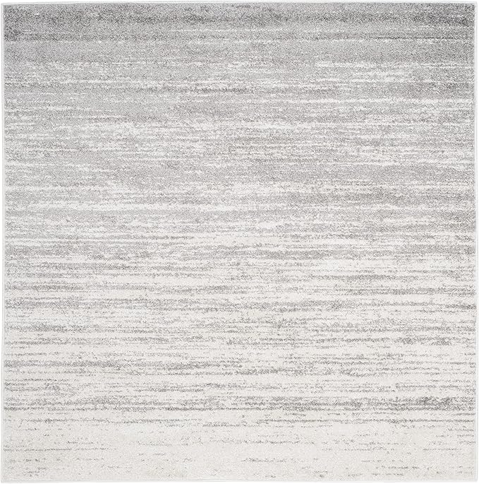 SAFAVIEH Adirondack Collection Area Rug - 5' Square, Ivory & Silver, Modern Ombre Design, Non Shedding & Easy to Clean, Ideal for Living Room, Bedroom, Office, Dining Space (ADR113B)