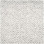 SAFAVIEH Adirondack Collection Area Rug - 8' Square, Ivory & Charcoal, Chevron Design, Non-Shedding & Easy Care, Ideal for High Traffic Areas in Living Room, Bedroom (ADR104N)