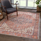 Bloom Rugs Washable 8' x 10' Rug - Red/Orange/Beige Traditional Area Rug for Living Room, Bedroom, Dining Room, and Kitchen - Exact Size: 8' x 10'