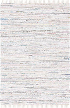 SAFAVIEH Rag Rug Collection Accent Rug - 3' x 5', Ivory & Multi, Handmade Boho Stripe Cotton, Ideal for High Traffic Areas in Entryway, Living Room, Bedroom (RAR121G)