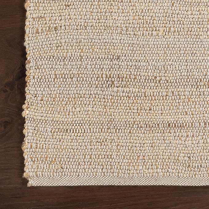 nuLOOM 2'6" x 10' Elfriede Jute & Cotton Hand Woven Area Rug, Natural, Solid Rustic Farmhouse Style, Weaved Design, Natural Fiber, For Bedroom, Living Room, Dining Room, Hallway, Office, Entryway