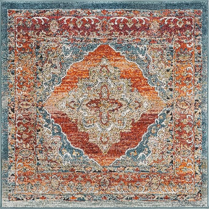 Unique Loom Isabella Collection Area Rug - Rossellini (4' 1" Square, Rust Red/ Beige)