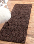Unique Loom Solid Shag Collection Area Rug (2' 6" x 19' 8" Runner, Chocolate Brown)