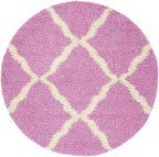 SAFAVIEH Dallas Shag Collection Area Rug - 6' Round, Pink & Ivory, Trellis Design, Non-Shedding & Easy Care, 1.5-inch Thick Ideal for High Traffic Areas in Living Room, Bedroom (SGD257I)