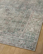 Loloi Chris Loves Julia Jules Collection JUL-08 Emerald/Antique Ivory 2'-0'' x 5'-0'', .13" Pile Height, Accent Rug