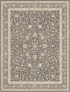 Well Woven Asha Rome Charcoal Brown 7'7" x 9'10" Area Rug - Oriental Floral Pattern, Easy Clean, Floor-Friendly Backing - for Living Room, Bedroom, and Dining Room