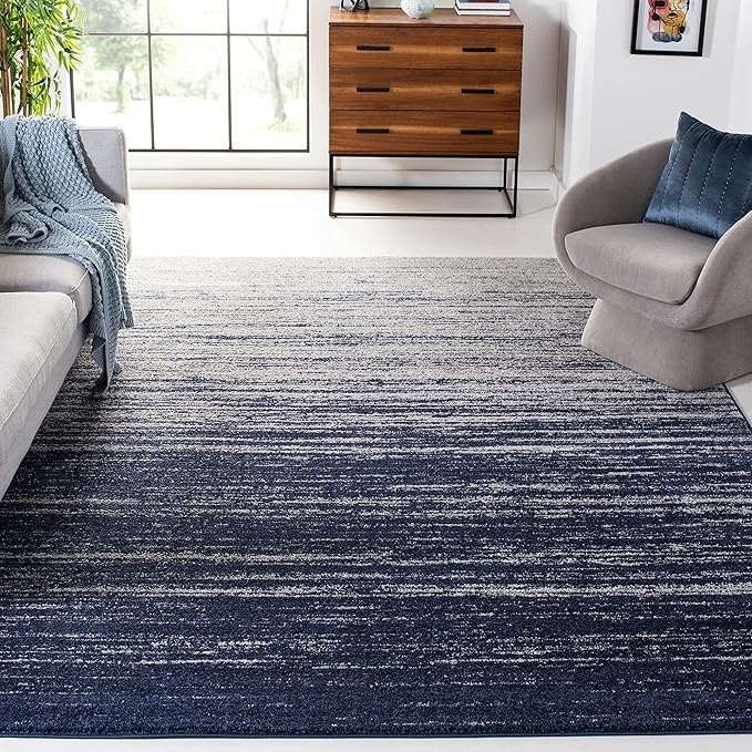 SAFAVIEH Area Rug 10x14 - Adirondack Collection - Large - Navy & Grey, Modern Ombre Design, Non Shedding & Easy to Clean, Ideal for Living Room, Bedroom, Office, Dining Space (ADR113E)