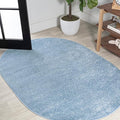 JONATHAN Y Haze Solid Low-Pile Classic Blue 4x6 Oval Indoor Area Rug, Coastal,Bohemian,Minimalist,Classic, Easy-Cleaning for Living Room,Bedroom,Kitchen,Pet Friendly,Non-Shedding (SEU100F-4OV)