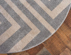 Unique Loom Athens Collection Classic Geometric Modern Border Design Area Rug (6' 0 x 6' 0 Round, Gray/ Beige)