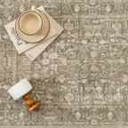 Brown Area Rug 5x7 Machine Washable Vintage Living Room Distressed Non Slip Carpet Traditional Indoor Bedroom Retro Floral Accent Throw Large Rug Office Kitchen Bathroom Dining Room