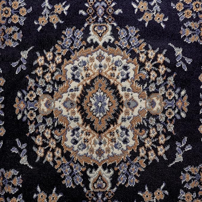 Home Dynamix Premium Sakarya Traditional Medallion Border Area Rug, Navy Blue, 3'7"x5'2" Rectangle