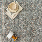 Area Rug 4x6 Gray Entryway Office Washable Vintage Carpet Non Slip Indoor Kitchen Door Mat Retro Traditional Accent Grey Throw Small Rug for Bathroom Bedroom Dining Living Room
