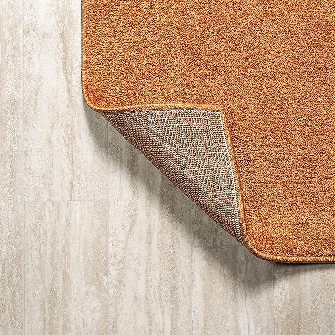 JONATHAN Y Haze Solid Low-Pile Orange Indoor Area Rug 8x10, Coastal,Bohemian,Minimalist,Classic, Easy-Cleaning for Living Room,Bedroom,Kitchen,Pet Friendly,Non-Shedding (SEU100M-8)