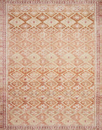 Loloi Layla Collection LAY-16 Natural/Spice 5'-0" x 7'-6" .13" Thick Area Rug, Soft, Durable, Vintage Inspired, Distressed, Low Pile, Non-Shedding, Easy Clean, Printed, Living Room Rug