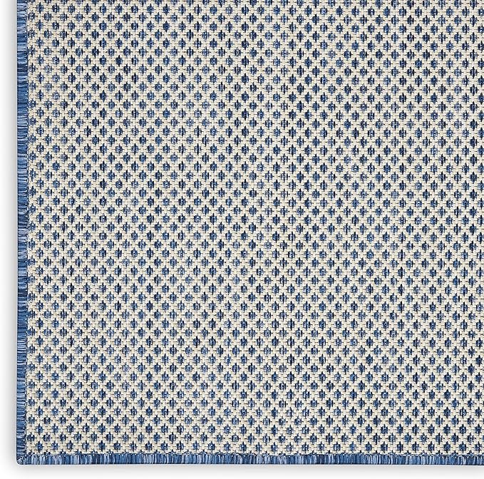 Nourison Home Courtyard Ivory Blue 8' x 10' Area Rug - Easy Clean, Non Shedding, Bed Room, Living Room, Dining Room, Kitchen (8' x 10')