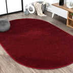 JONATHAN Y Haze Solid Low-Pile Dark Red 3x5 Oval Indoor Area Rug, Coastal,Bohemian,Minimalist,Classic, Easy-Cleaning for Living Room,Bedroom,Kitchen,Pet Friendly,Non-Shedding (SEU100Q-3OV)