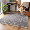 SAFAVIEH Marrakesh Collection Area Rug - 3' Square, Grey, Moroccan Boho Tribal Tassel Design, Non-Shedding & Easy Care, Ideal for High Traffic Areas in Living Room, Bedroom (MRK517F)