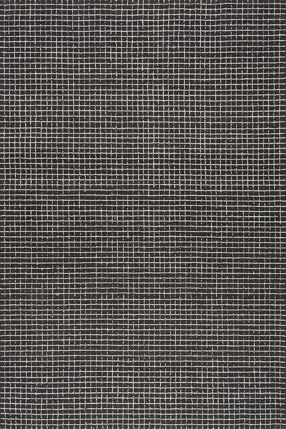 Rugs USA Melrose Checked Wool Area Rug - 4x6 Area Rug Contemporary Charcoal/Ivory for Living Room Bedroom Dining Room Kitchen