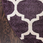 Rugs.com Lattice Collection Rug – 8 Ft Round Purple Medium-Pile Rug Perfect for Kitchens, Dining Rooms