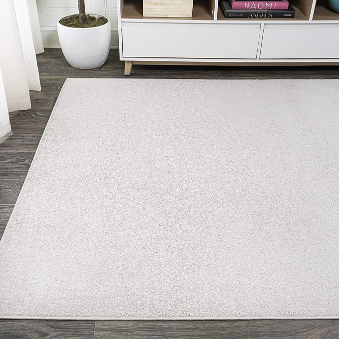 Eyely UES100D-4 Supersoft Haze Solid Low-Pile Indoor Area Rug Casual;Contemporary;Solid;Traditional, Bedroom, Kitchen, Living Room, Easy-Cleaning, Non-Shedding, 4 X 6, Ivory