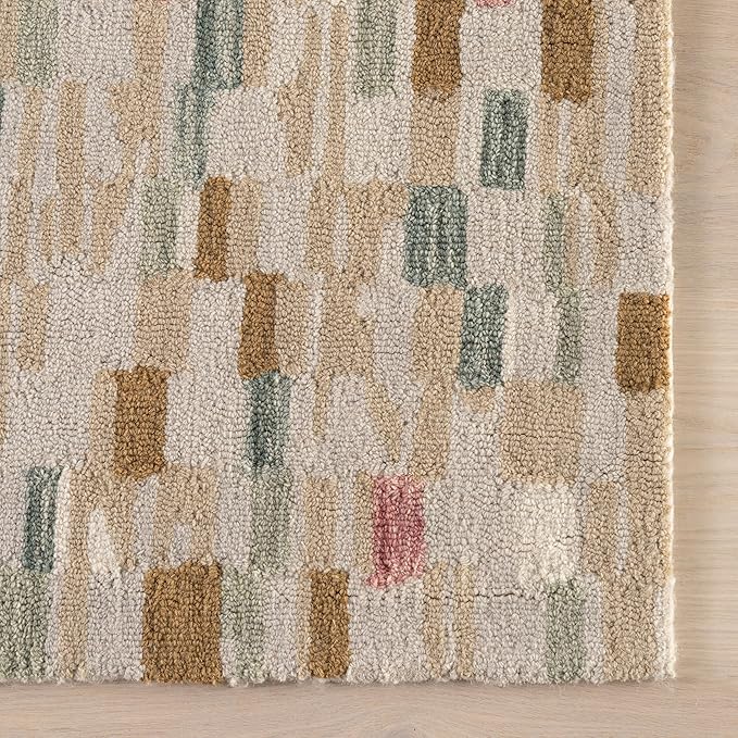 Dash & Albert Ashmore Multi Hand Micro Hooked Wool Rug, 3 X 5 Feet, Multicolored Geometric Pattern