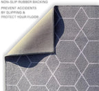 Custom Made Runner Rug for Kitchen Foyer Hallway Entry Choose Your Length Size 26 Inch Wide Geometric Lattice Design Grey Color (5 feet x 26 inch)