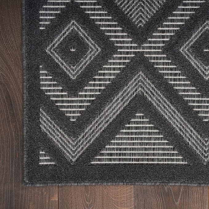 Nourison Home Versatile Charcoal Black 2' x 6' Area Rug - Easy Clean, Non Shedding, Bed Room, Living Room, Dining Room, Kitchen (6' Runner)