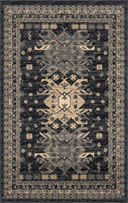 Unique Loom Taftan Collection Border Geometric Tribal Inspired Design Area Rug (5' 0 x 8' 0 Rectangular, Black/ Gray)