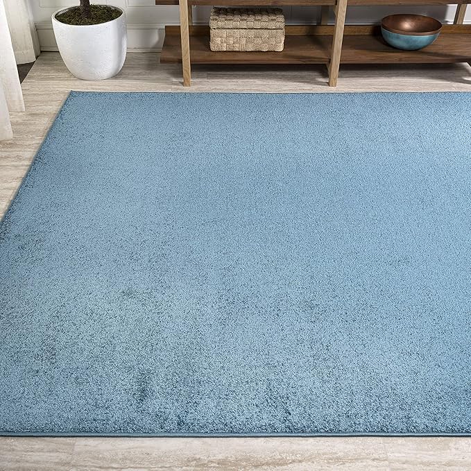 Eyely UES100H-9 Supersoft Haze Solid Low-Pile Indoor Area Rug Casual;Contemporary;Solid;Traditional, Bedroom, Kitchen, Living Room, Easy-Cleaning, Non-Shedding, 9 X 12, Turquoise