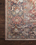 Loloi Layla Collection LAY-02 Spice/Marine 2'-0" x 5'-0" .13" Thick Accent Rug, Soft, Durable, Vintage Inspired, Distressed, Low Pile, Non-Shedding, Easy Clean, Printed, Living Room Rug