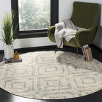 SAFAVIEH Adirondack Collection 10' Round Ivory / Light Blue ADR131T Modern Diamond Distressed Non-Shedding Dining Room Entryway Foyer Living Room Bedroom Area Rug
