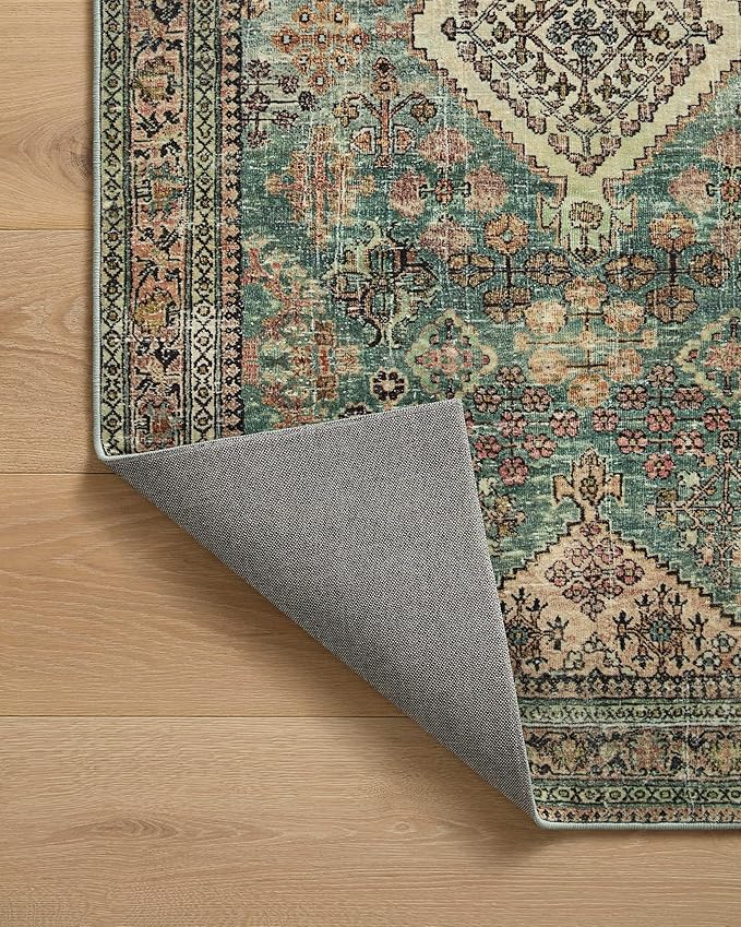Loloi Magnolia Home by Joanna Gaines Sinclair Collection SIN-03 Turquoise/Multi 2'-3" x 11'-6", .25" Pile Height, Machine Washable, Runner Rug