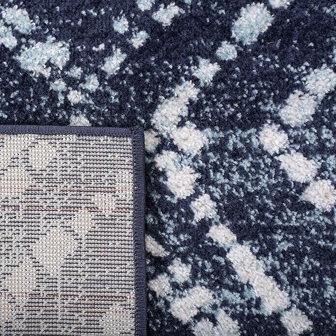 SAFAVIEH Adirondack Collection X-Large Area Rug - 12' x 18', Navy & Ivory, Modern Diamond Distressed Design, Non-Shedding & Easy Care, Ideal for High Traffic Areas in Living Room, Bedroom (ADR131N)