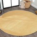 Eyely UES100B-8R Supersoft Haze Solid Low-Pile Indoor Area Rug, Coastal, Bohemian, Minimalist, Classic, Casual for Bedroom,Kitchen,Living Room,Non Shedding,Easy-Washing, Yellow, 8' Round