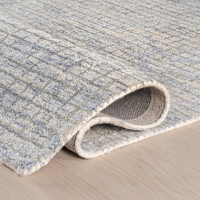 Rugs USA Melrose Light Blue/Ivory, 3' x 5', Handmade, Wool & Cotton, Soft and Cozy, High Traffic, Stain Resistant, Easy Clean, Durable Area Rug for Bedroom, Living Room, Dining Space, Den, Entryway