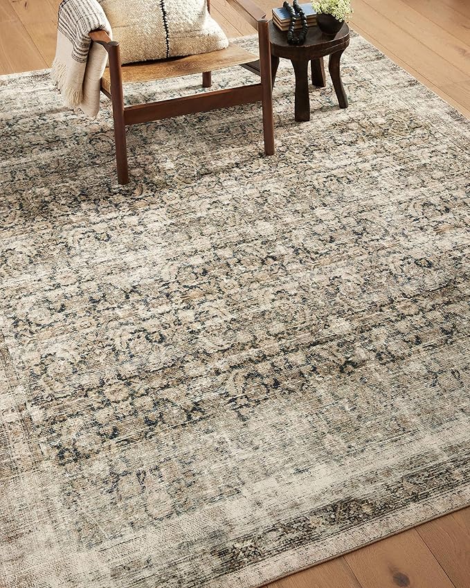 Loloi Amber Lewis Morgan Collection MOG-02 Navy/Sand 5'-0" x 7'-0" 38" Thick Area Rug feat. CloudPile, Neutral, Room Décor, Vintage Inspired, Livingroom, Bedroom, Dining Area